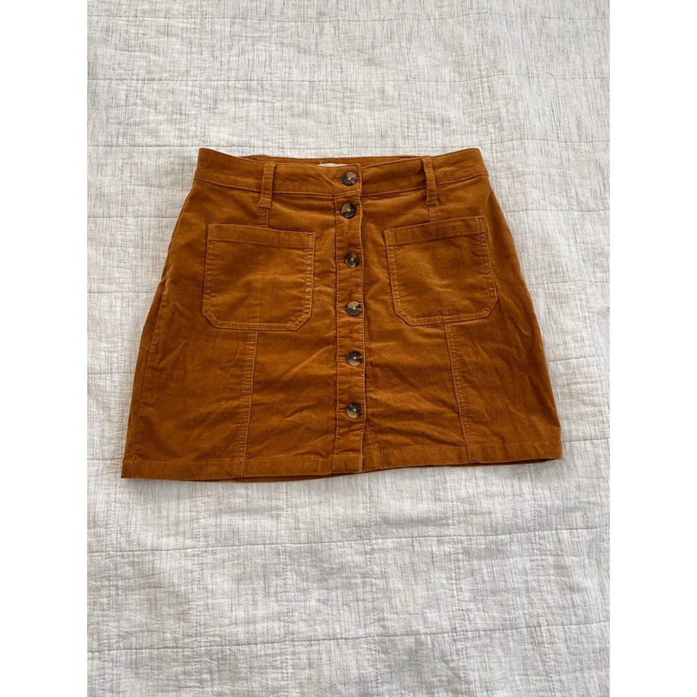 Mustard button up mini skirt